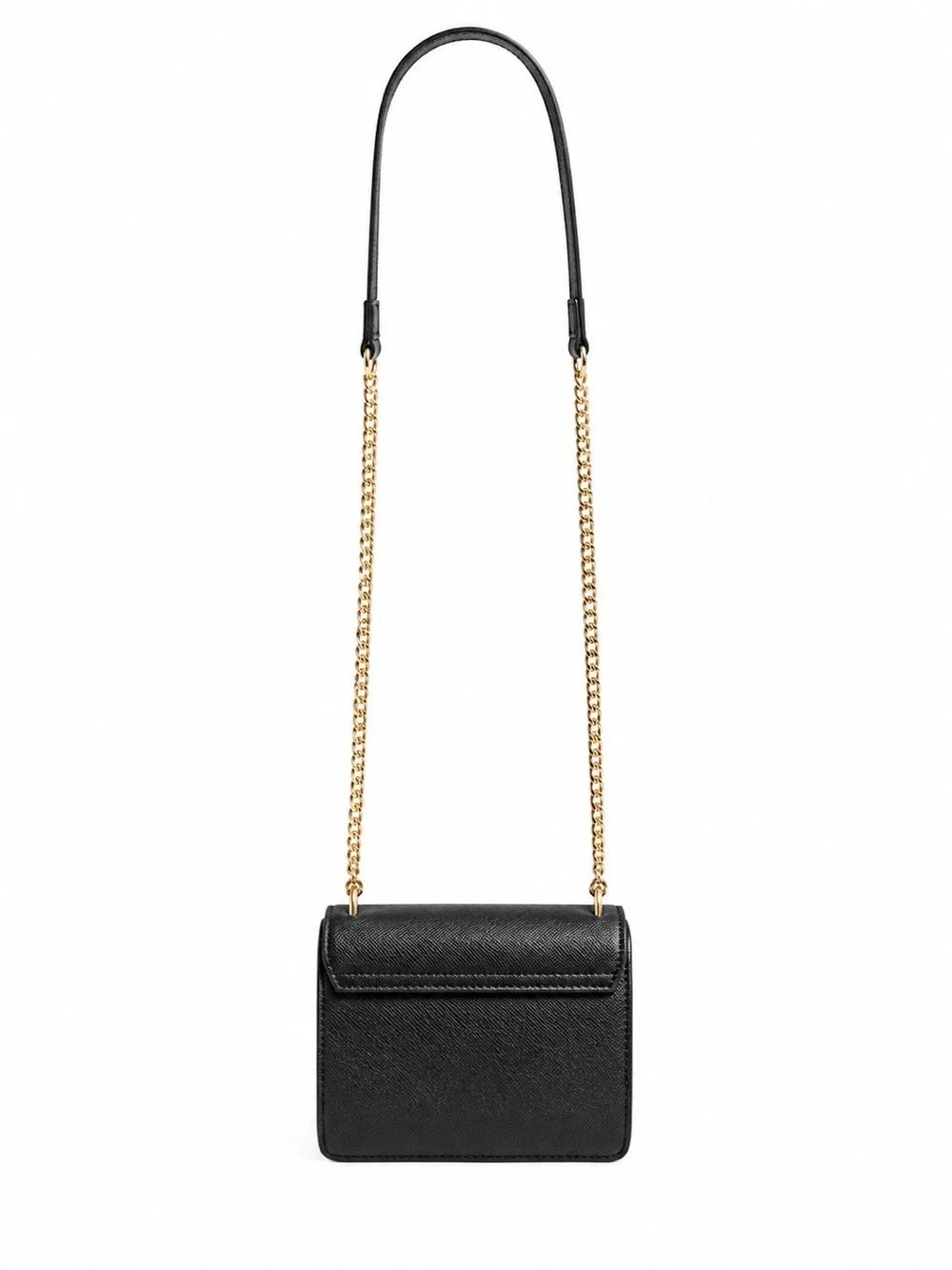 Tory Burch Black Saffiano Leather Chain Crossbody with Gold Hardware
